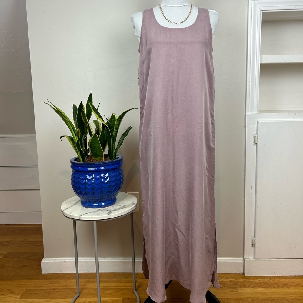 Lagenlook Long Blush Pink Mauve Sleeveless Tank Dress Maxi Dress NWT!
